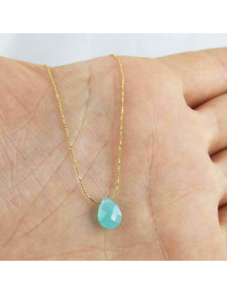 Pendentif plaqué or calcédoine