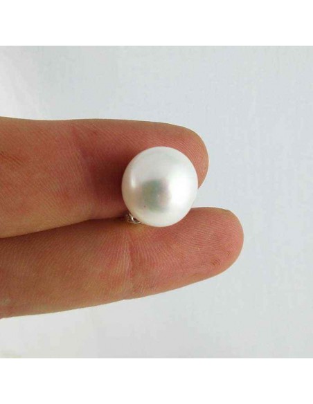 Boucle d'oreille clip argent perle