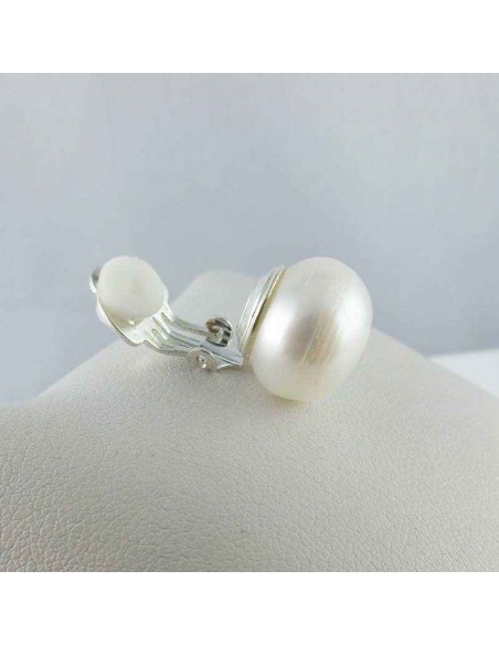 Boucle d'oreille clip argent perle