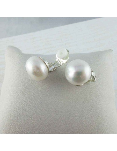 Boucle d'oreille clip argent perle
