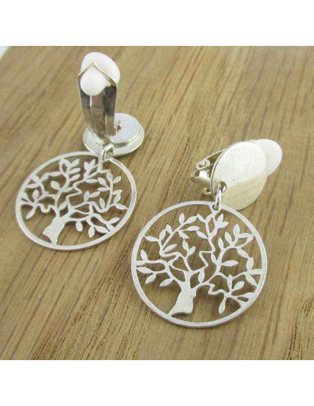Boucles d'oreilles clips arbre de vie argent 925