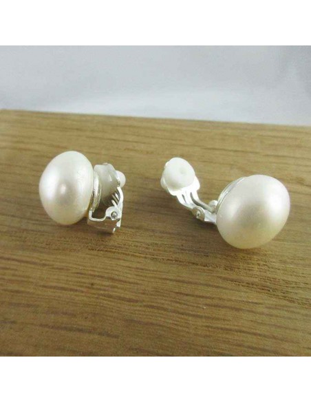 Boucle d'oreille clip argent perle