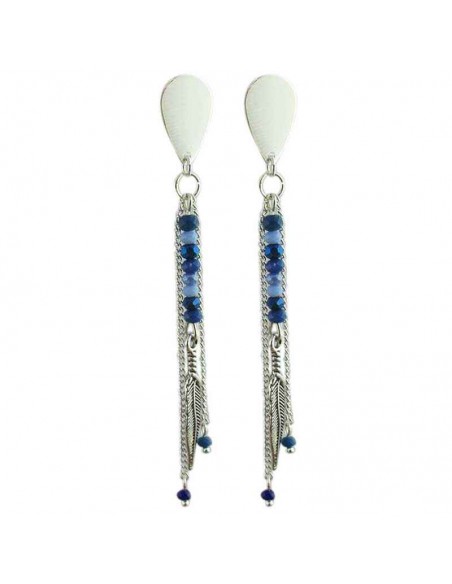 Boucles d'oreilles à clip Bali argentées bleues