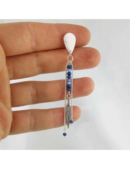 Boucles d'oreilles à clip Bali argentées bleues