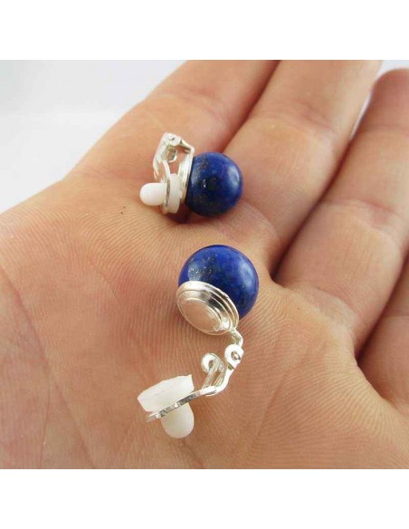 Boucle d'oreille clip Lapis Lazuli