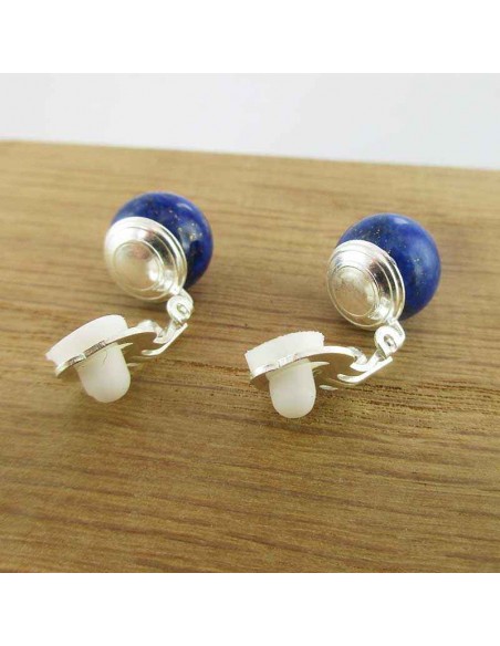 Boucle d'oreille clip Lapis Lazuli