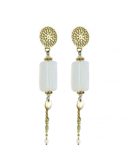 Boucle d'oreille clip pendante plaqué or elf