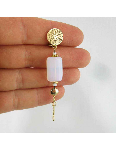 Boucle d'oreille clip pendante plaqué or elf