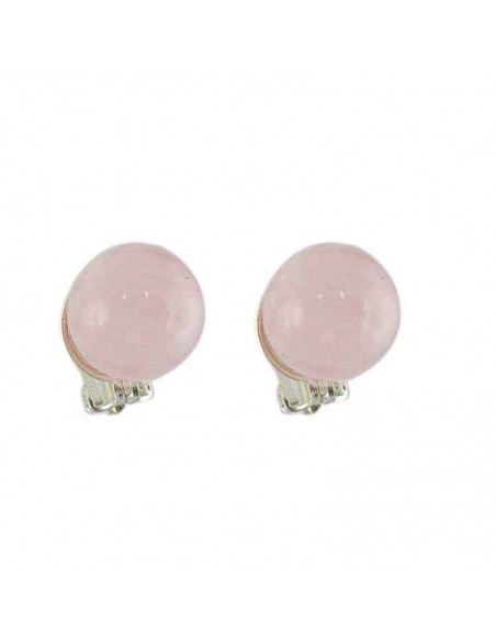 Boucle d'oreille clip argent 925 Quartz rose