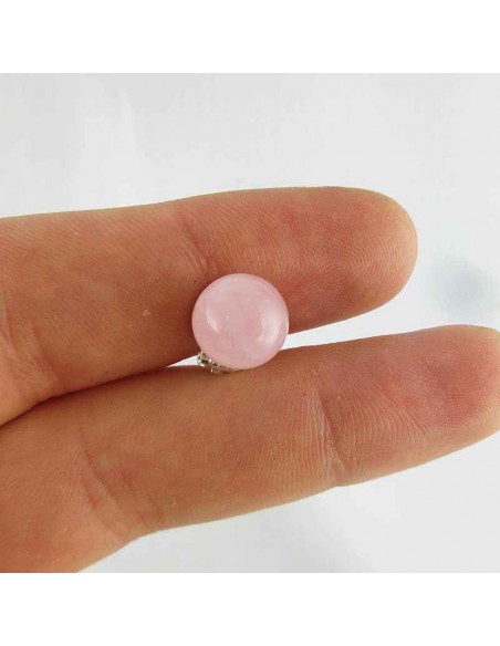 Boucle d'oreille clip argent 925 Quartz rose