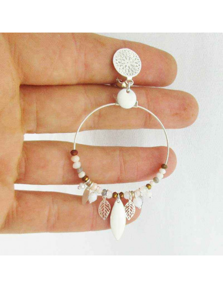 Boucle d'oreille clip  Santorin beige