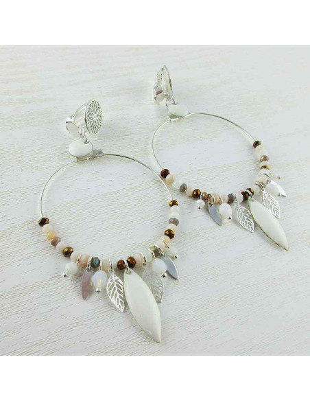 Boucle d'oreille clip  Santorin beige