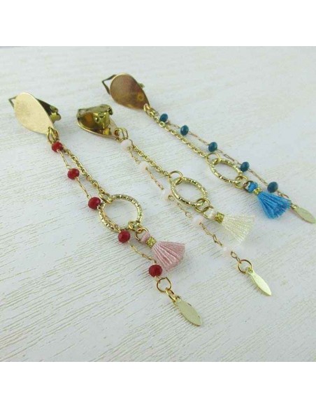 Boucle d'oreille clip ponpom St Tropez 