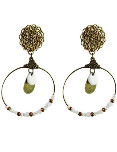 boucle d'oreille clip créole bronze beige 2