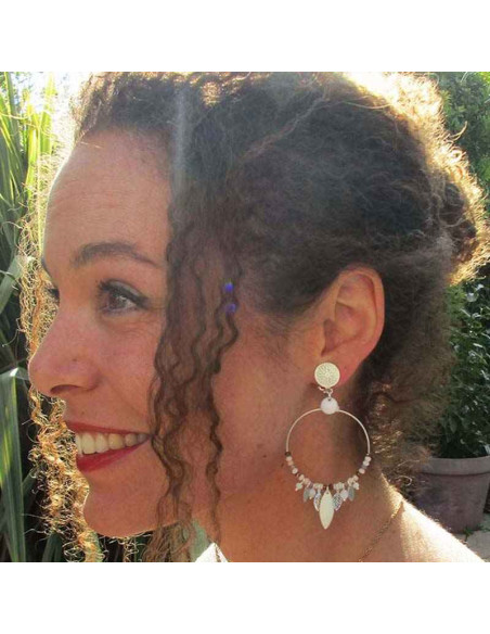 Boucle d'oreille clip  Santorin beige