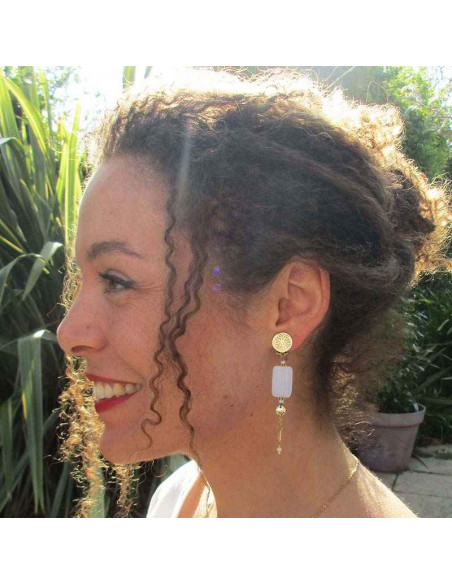 Boucle d'oreille clip pendante plaqué or elf