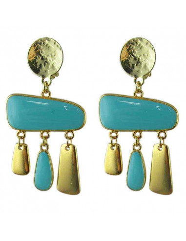 Boucles d'oreilles clips turquoises gold filled 24K