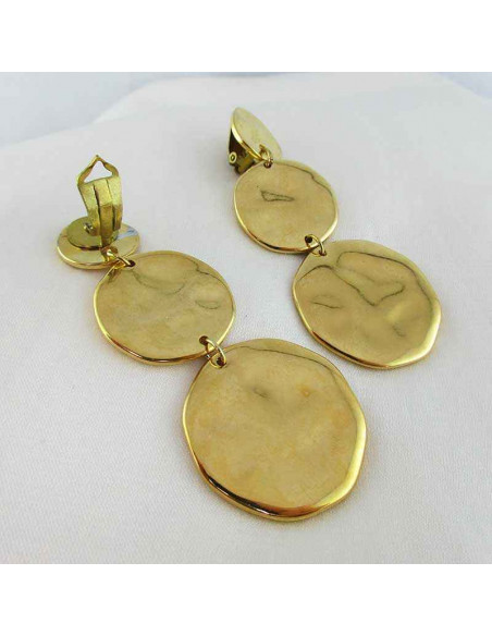 Boucle d'oreille clip longue plaqué or