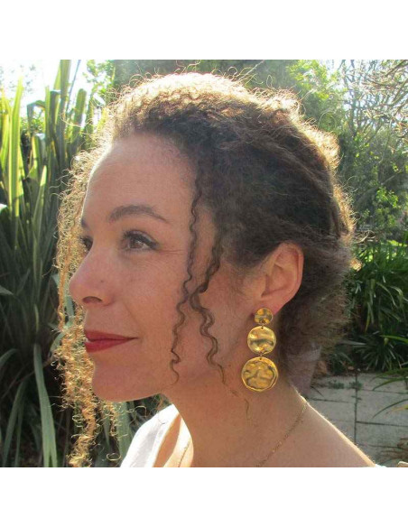 Boucle d'oreille clip longue plaqué or