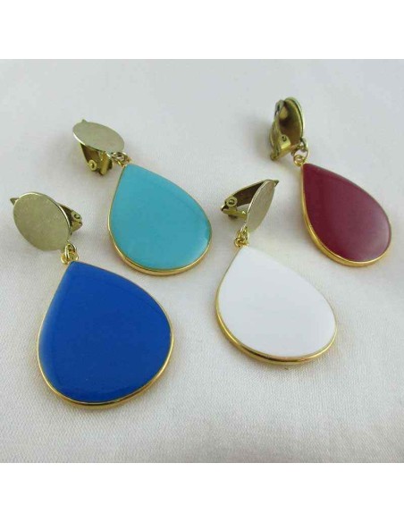 Boucle clip goutte or turquoise