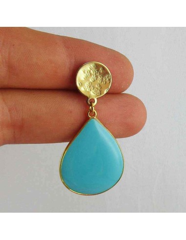 Boucle clip goutte or turquoise