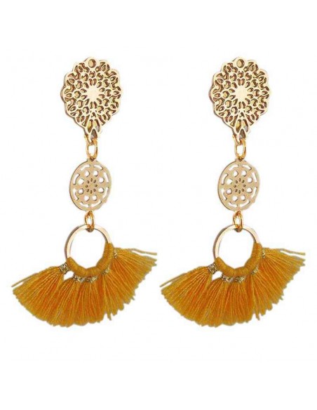 Boucle d'oreille clip pompon jaune