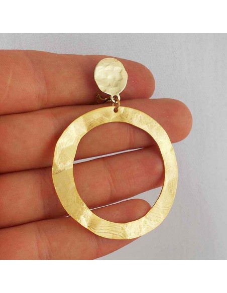 Boucles d'oreilles clips créole plaqué or martelées