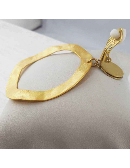 Boucles d'oreilles clips créole plaqué or martelées
