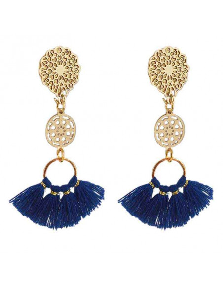 Boucle d'oreille clip Tahiti bleu