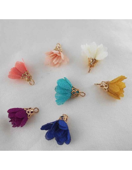 Boucle d'oreille clip créole pompon plaqué or