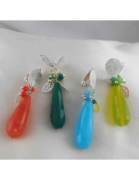 Boucle d'oreille clip jade vert foncé