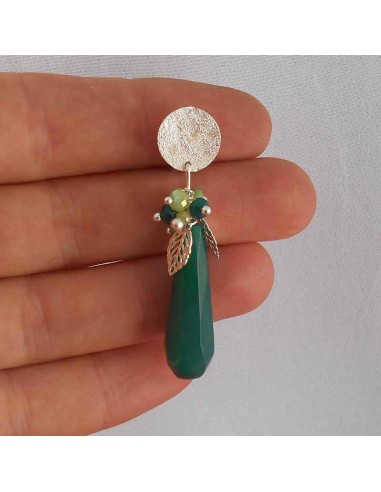 Boucle d'oreille clip jade vert foncé