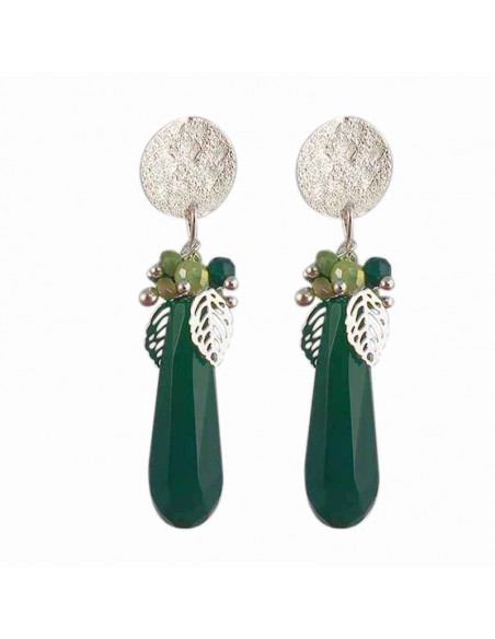 Boucle d'oreille clip jade vert foncé