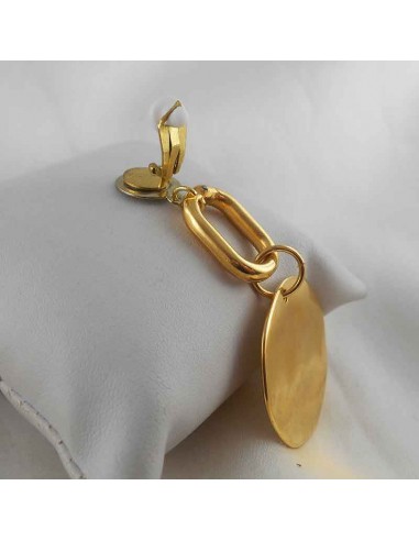 Boucle d'oreille clip pendante plaqué or