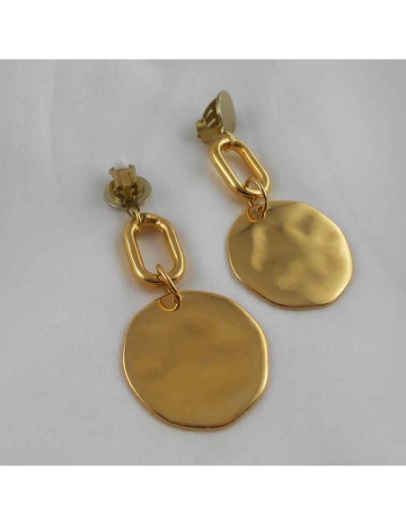 Boucle d'oreille clip pendante plaqué or