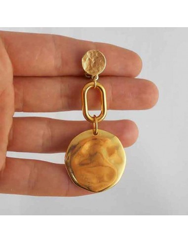 Boucle d'oreille clip pendante plaqué or