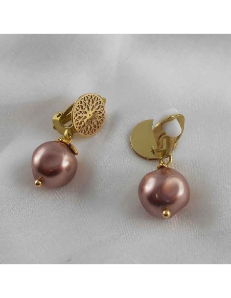 Boucle d'oreille clip cabossée marron