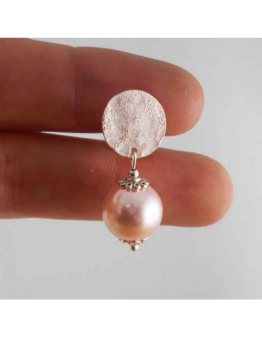 boucle d'oreille clip perle rose