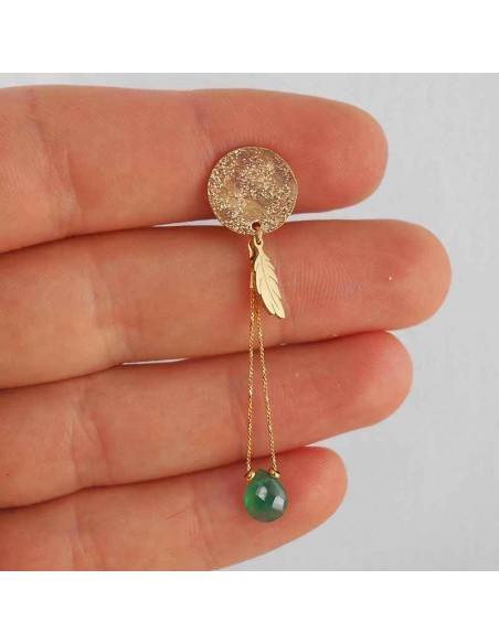 Boucle d'oreille clip émeraude plaqué or