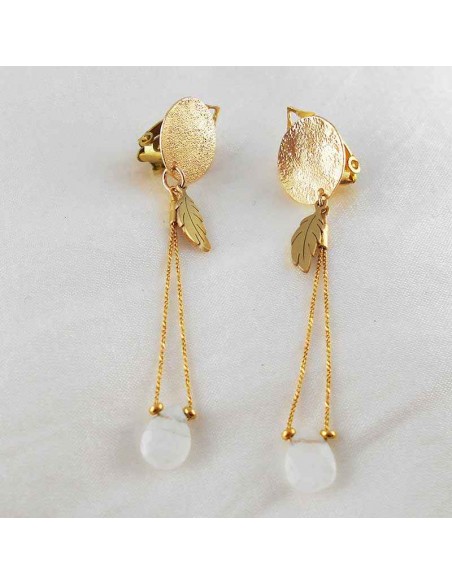 Boucle d'oreille clip pierre de lune