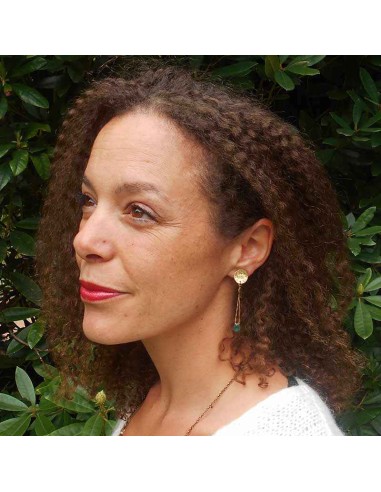 Boucle d'oreille clip émeraude plaqué or 2