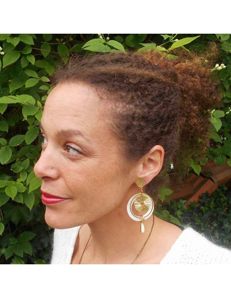 Boucle d'oreille clip nacre or