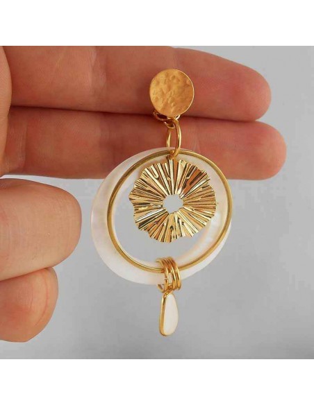 Boucle d'oreille clip nacre or