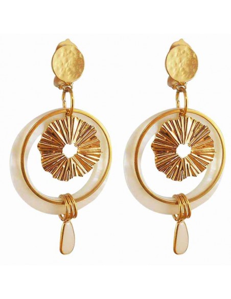 Boucle d'oreille clip nacre or