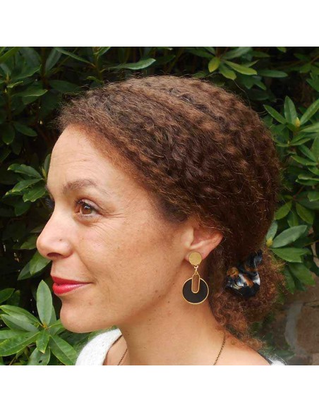 Boucles d'oreilles clips plaqué or Venetie noires