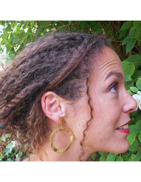 Boucles d'oreilles clips créole plaqué or martelées