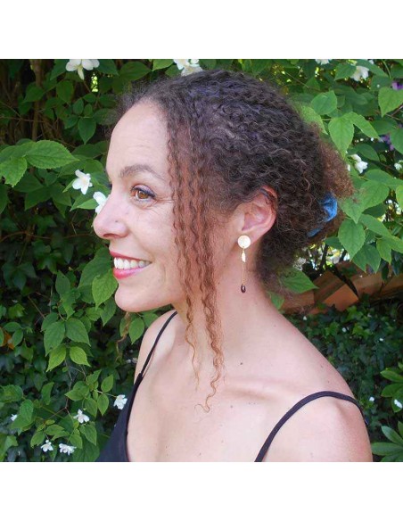 Boucle d'oreille clip grenat plaqué or