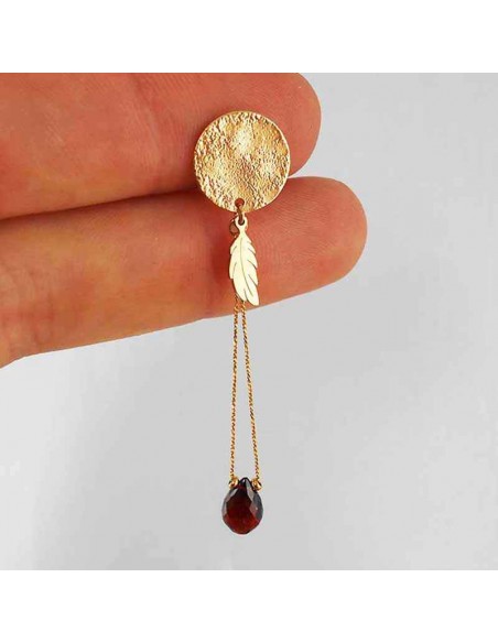 Boucle d'oreille clip grenat plaqué or