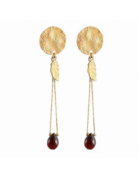 Boucle d'oreille clip grenat plaqué or