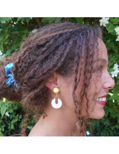 Boucles d'oreilles clips plaqué or Venetie blanches